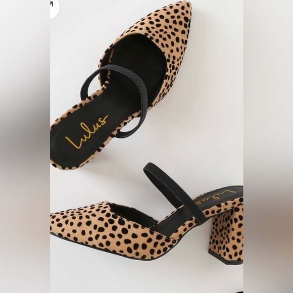 Lulus Cheetah Suede Pointed-Toe Mules | Size 9 | Slingback, Block Heel - Picture 2 of 7